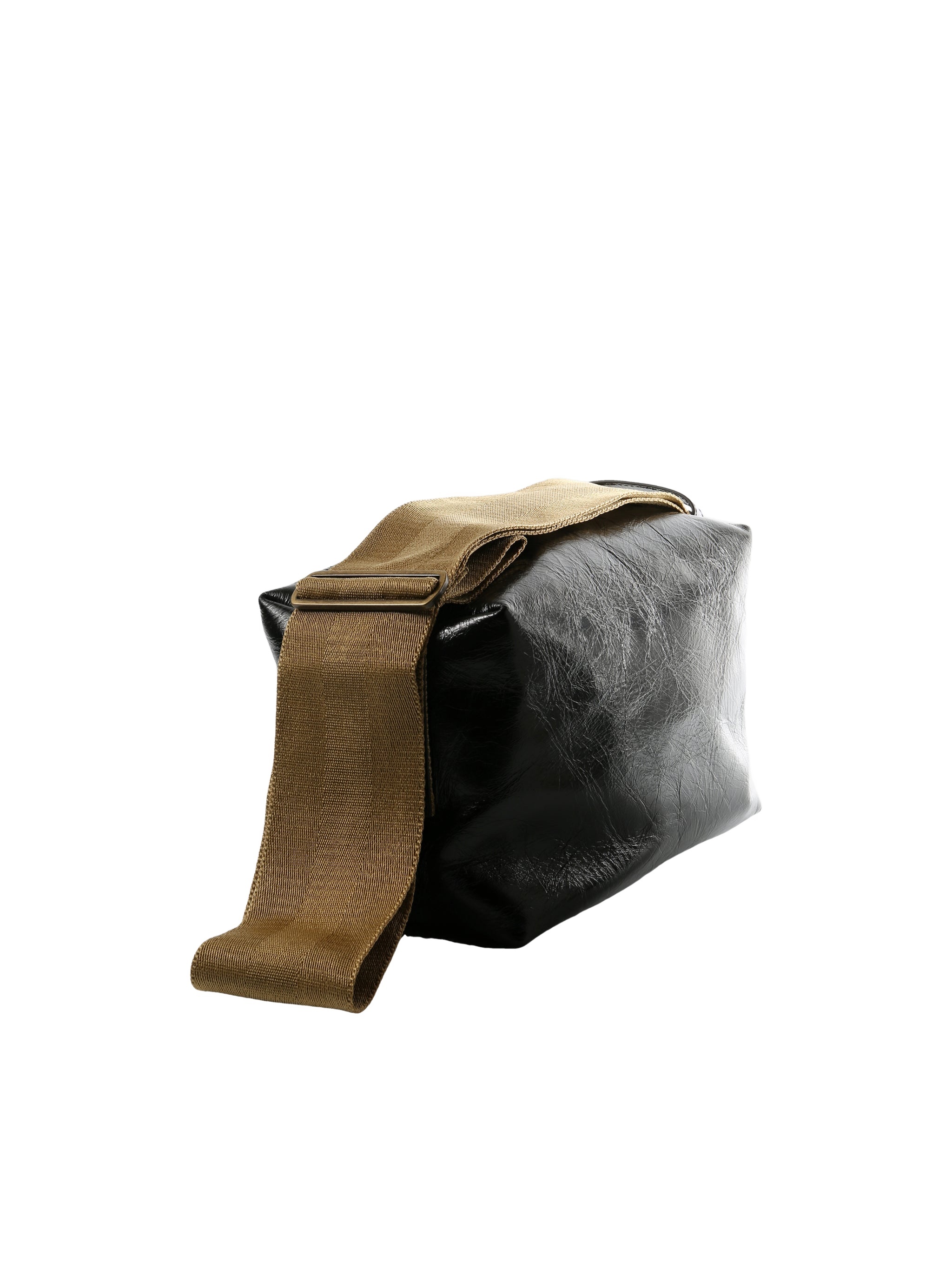 Uma Wang Medium Leather Shoulder Bag In Black