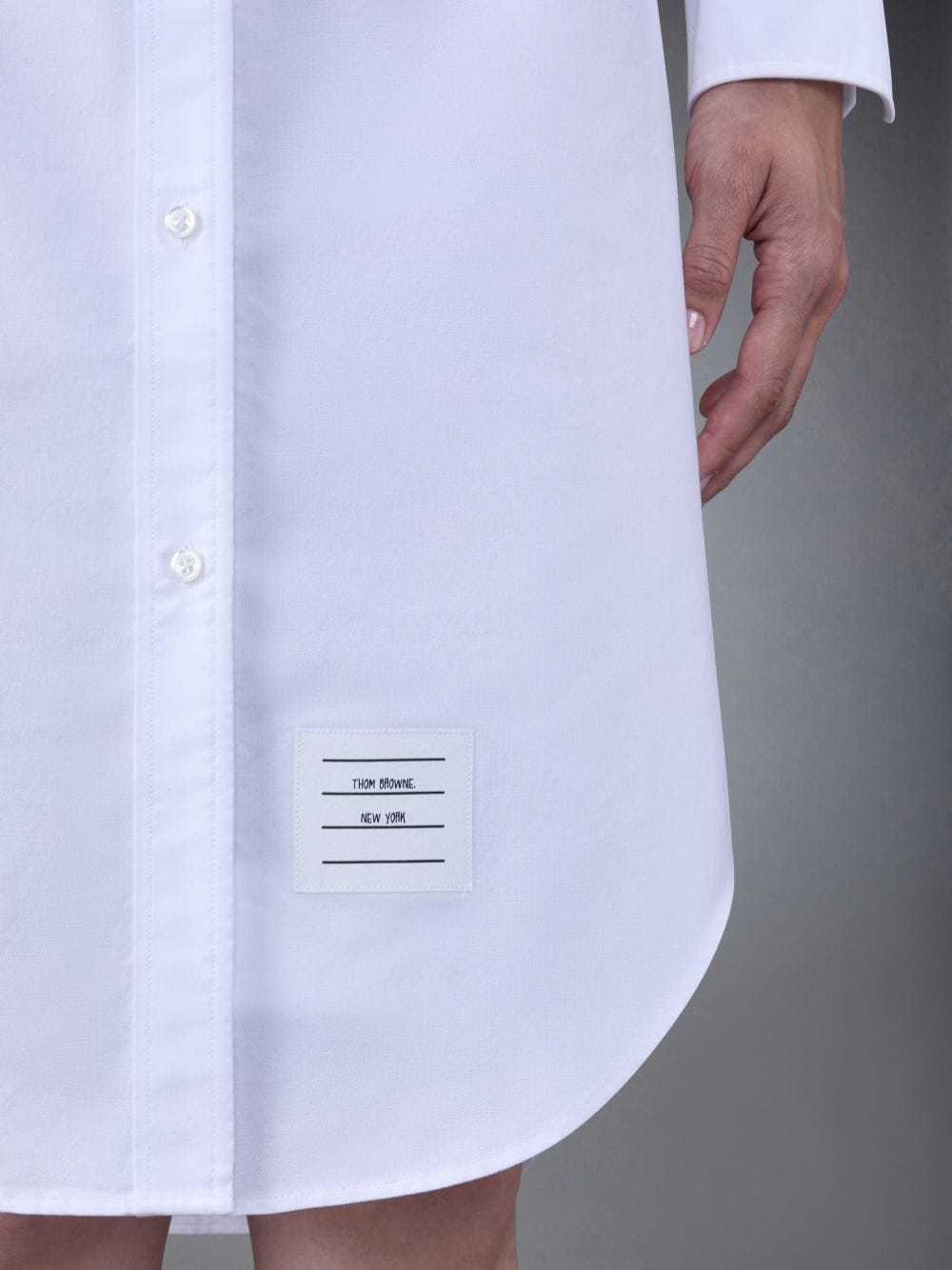 Thom Browne Striped Cotton Oxford Shirt Dress In White