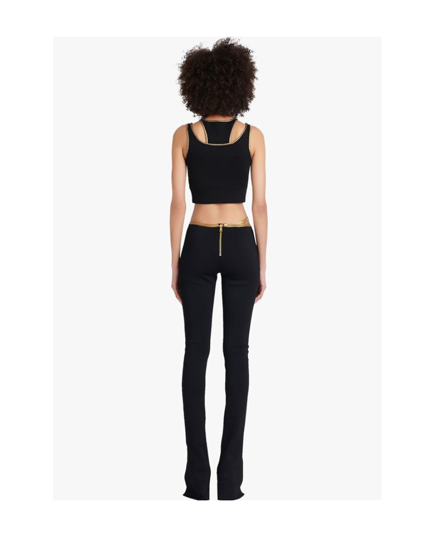 BALMAIN BLACK AND GOLD KNIT CROP TOP