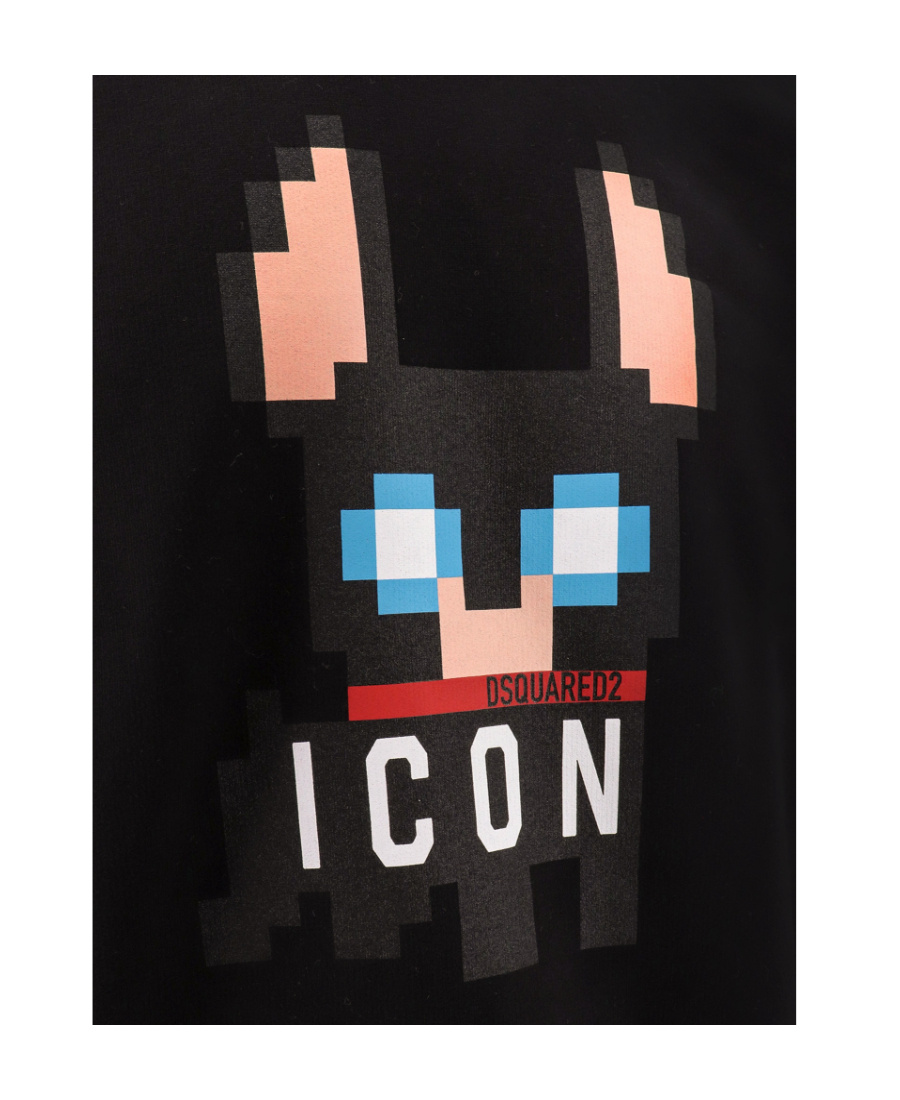 Shop Dsquared2 Icon-print Cotton Hoodie In Black