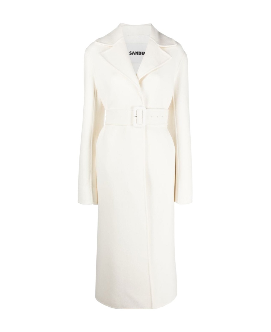 Jil Sander Single-breasted Mid-length Coat In White