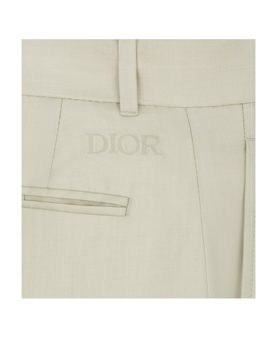 Dior Logo Pleated Casual Pants In Nude