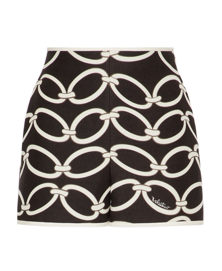 Valentino Chain-print High-waisted Shorts In Black
