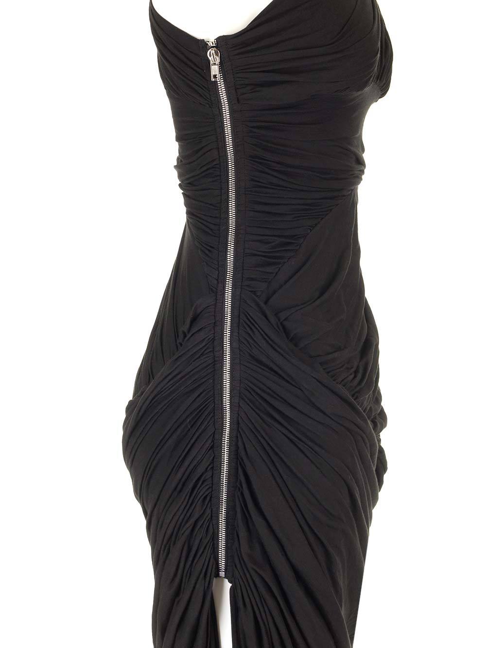 Rick Owens Draped Jersey Midi Dress Dresses Black In Black
