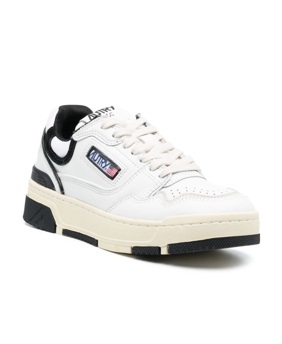 Autry White Low Top Sneakers With Black Details And Logo Patch In Leather And Suede Man In White