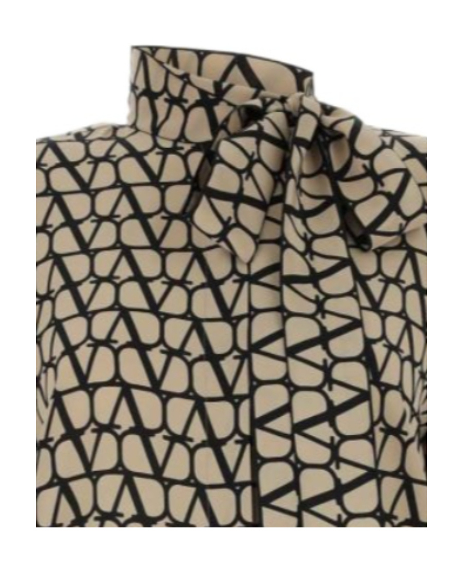 Valentino Toile Iconographe Silk Crêpe De Chine Blouse In Nude