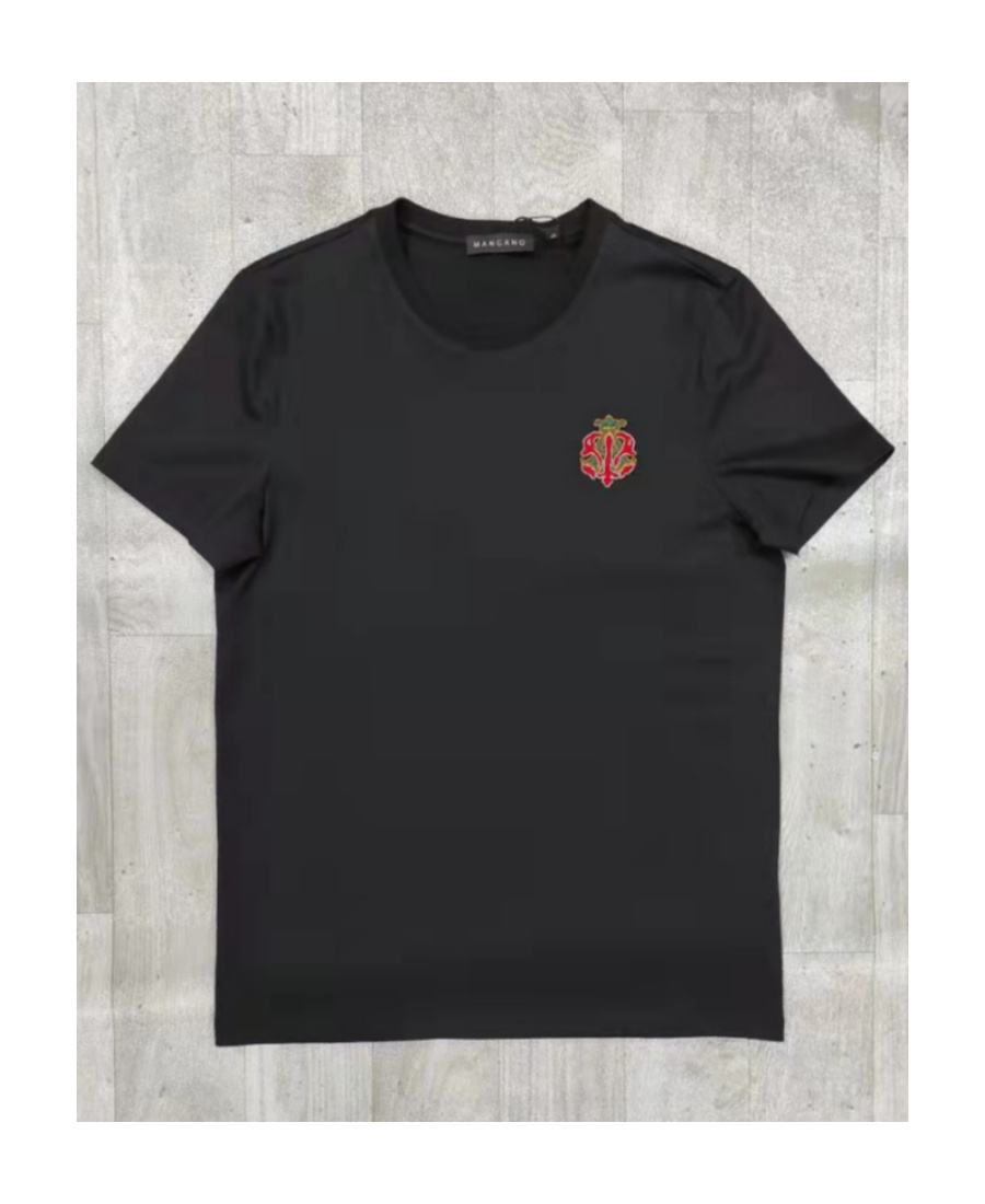 Mangano Logo Lapel Short-sleeved T-shirt In Black