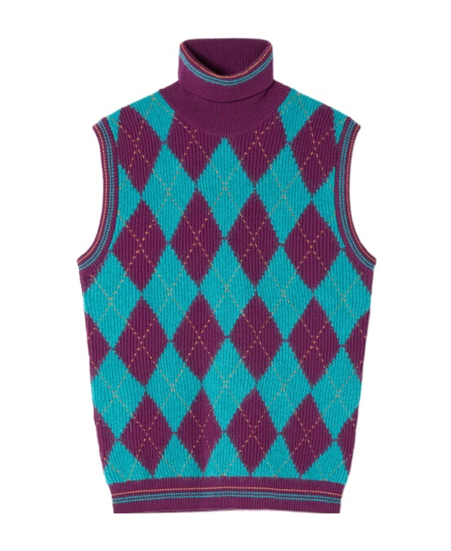 Versace Sleeveless Roll Neck Jumper In Green