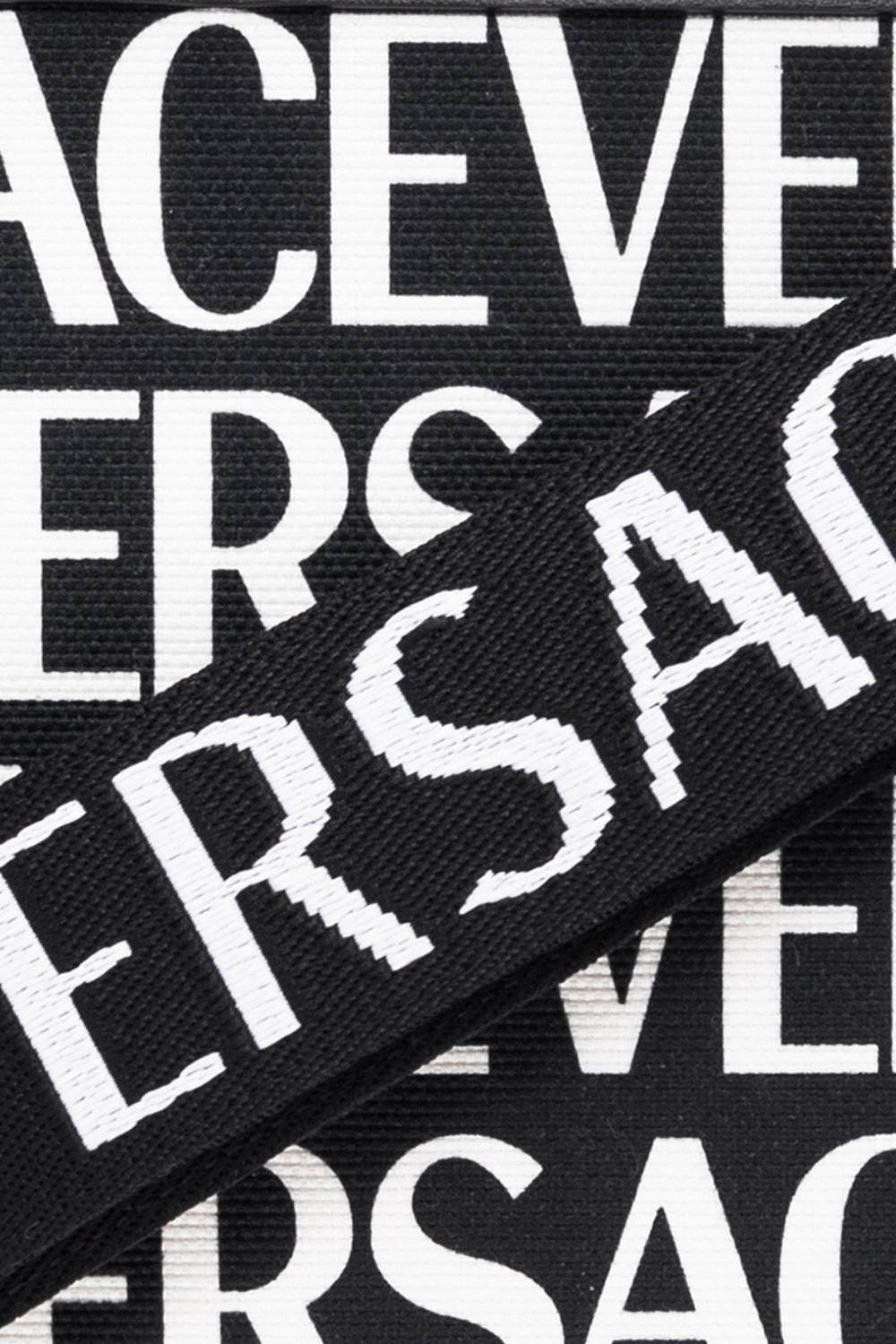 VERSACE LOGO-PRINT LEATHER MESSENGER BAG
