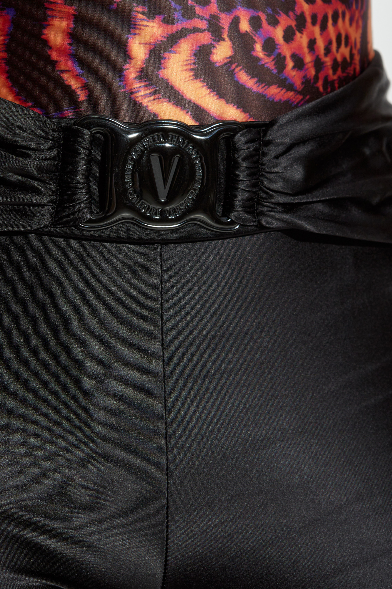 Versace Jeans Elastic Waist Tights In Black