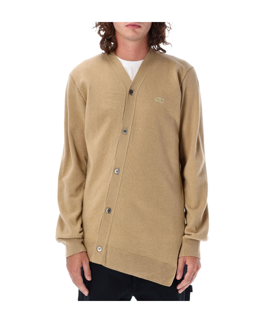 Comme Des Garçons Asymmetrical Knitted Cardigan In Nude