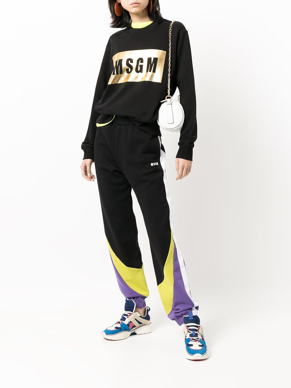 Msgm Colour-block Track Pants In Black