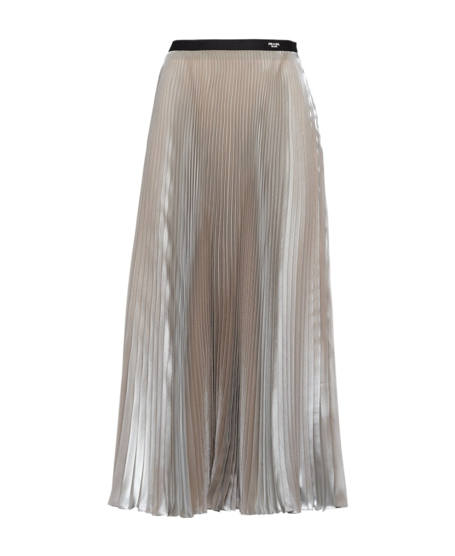 Prada Pleated Medium-length Skirt In Gray