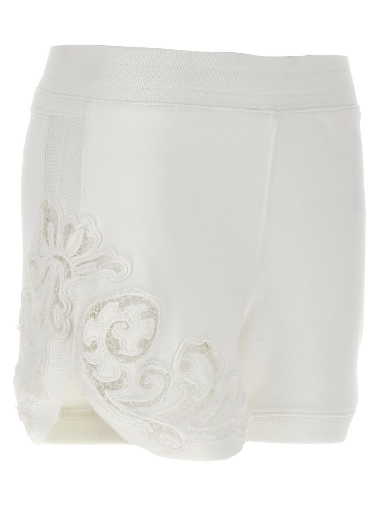 Ermanno Scervino Embroidered High-waisted Shorts In White