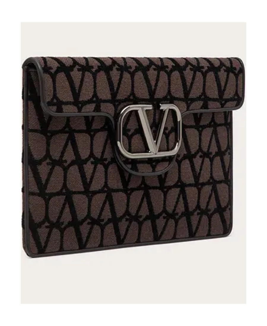 Valentino Loco' Toile Iconographe Pouch In Black