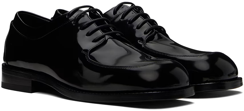 Ferragamo Black Leather Dinamic Lace-up Shoes In Black