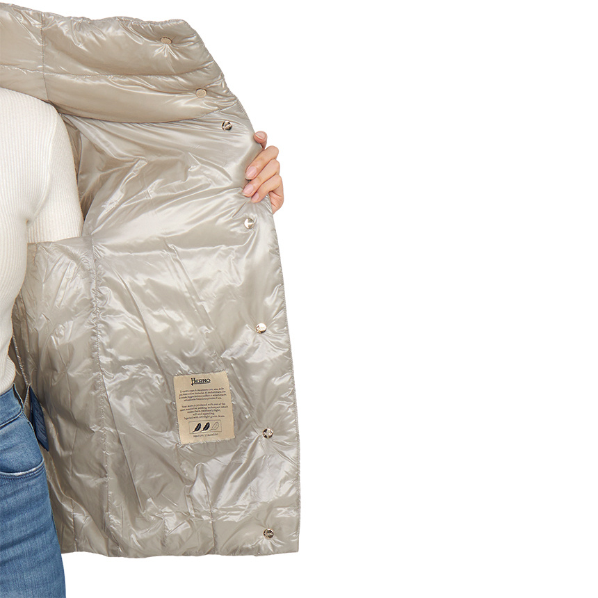 Herno Padded High Neck Short Sleeves Quilted Jacket In Silver