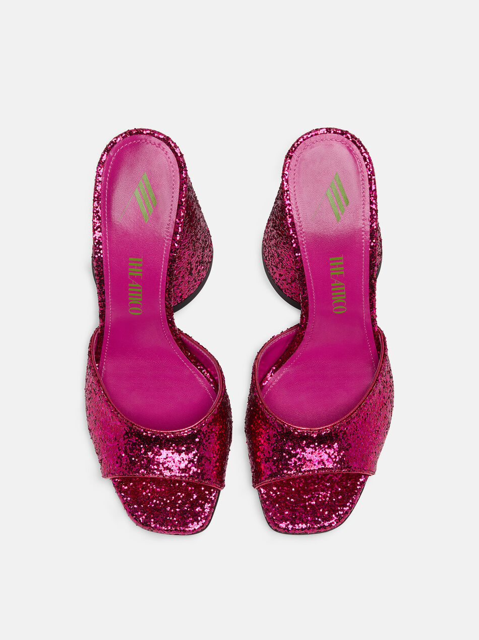 Attico 115mm Devon Glittered Mules In Pink