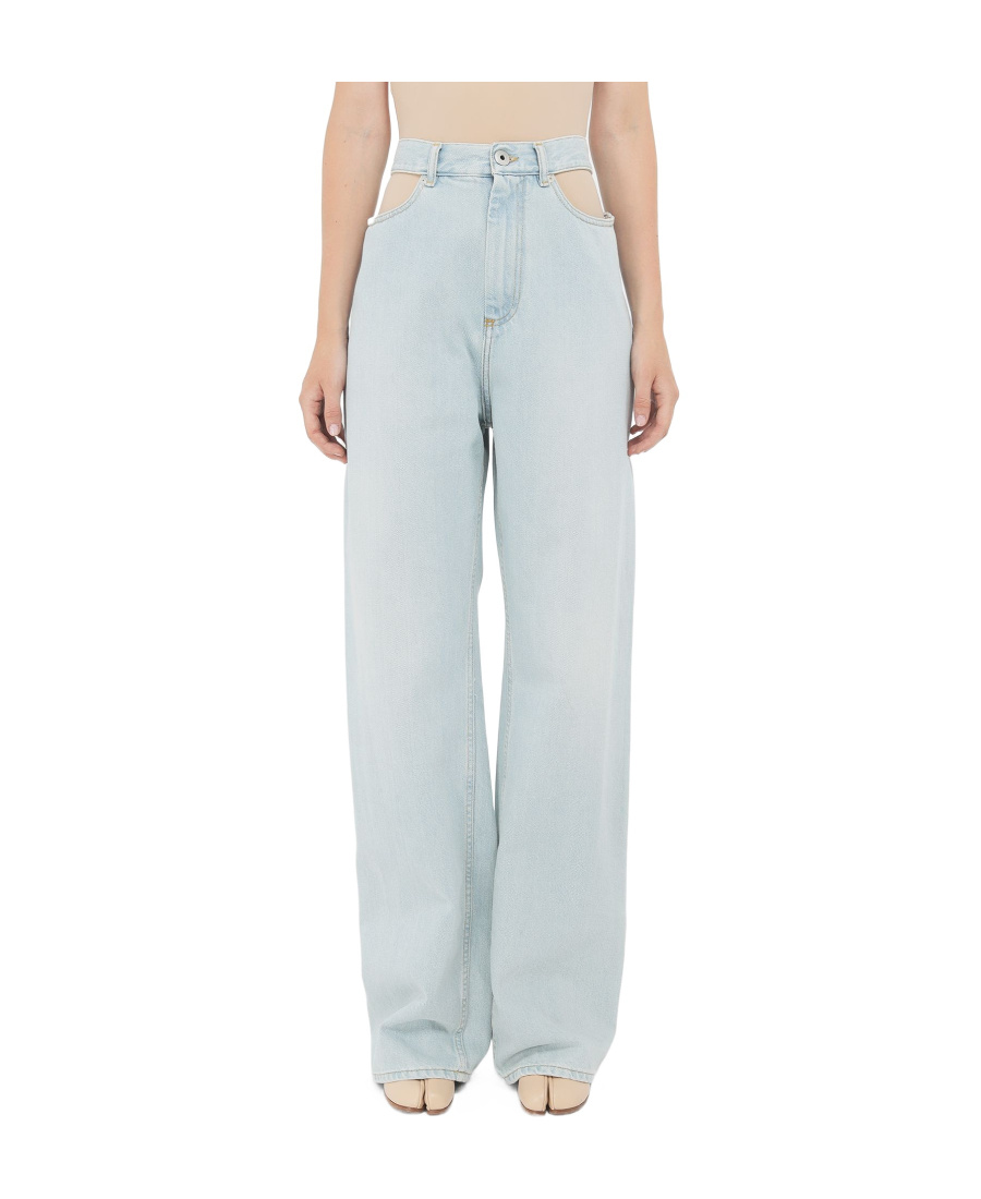Maison Margiela Deconstructed High Waist Jeans In Blue