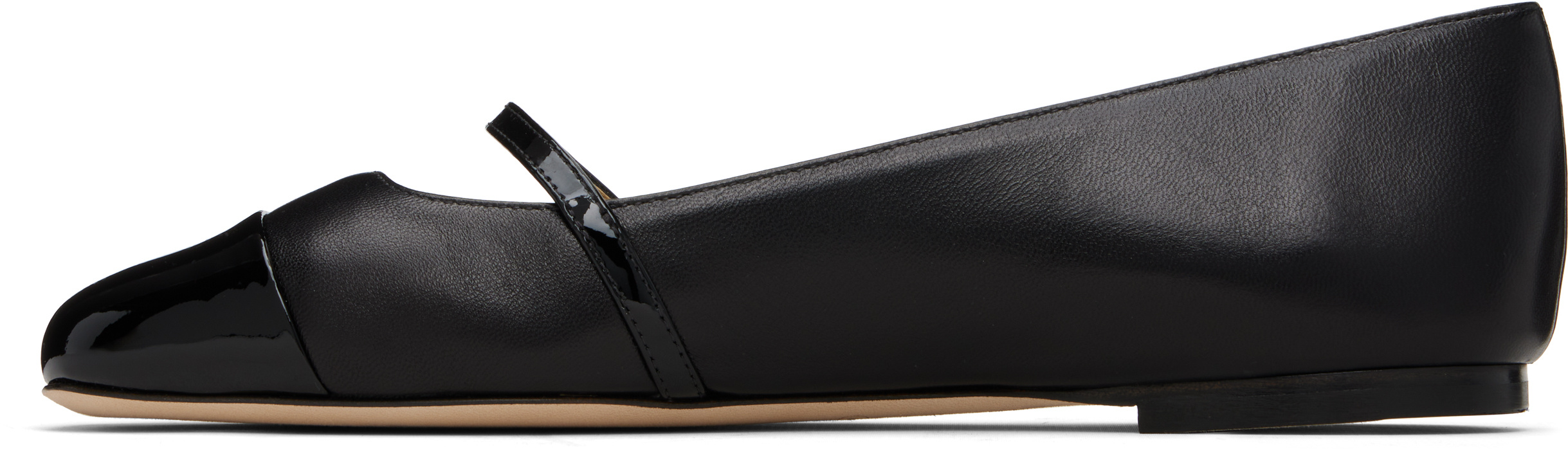 Jimmy Choo Elisa Black Nappa And Patent Leather Flats In Black