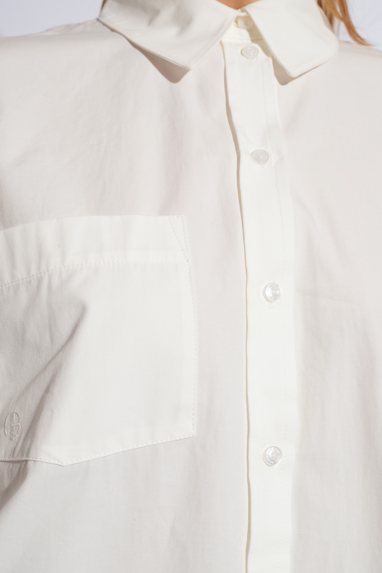 Shop Anine Bing Maxine Logo-embroidered Cotton Shirt In White