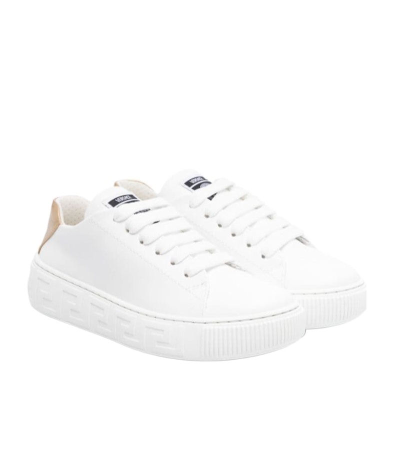 Versace Greca-detail Leather Sneakers In White