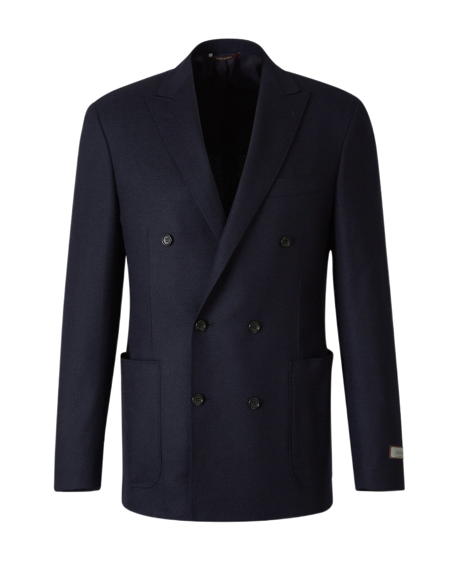 Canali Peak-lapels Wool-blend Blazer In Black