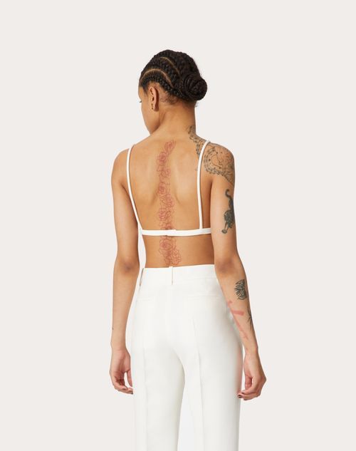 VALENTINO CREPE COUTURE BOW-APPLIQUÉ BRALETTE TOP