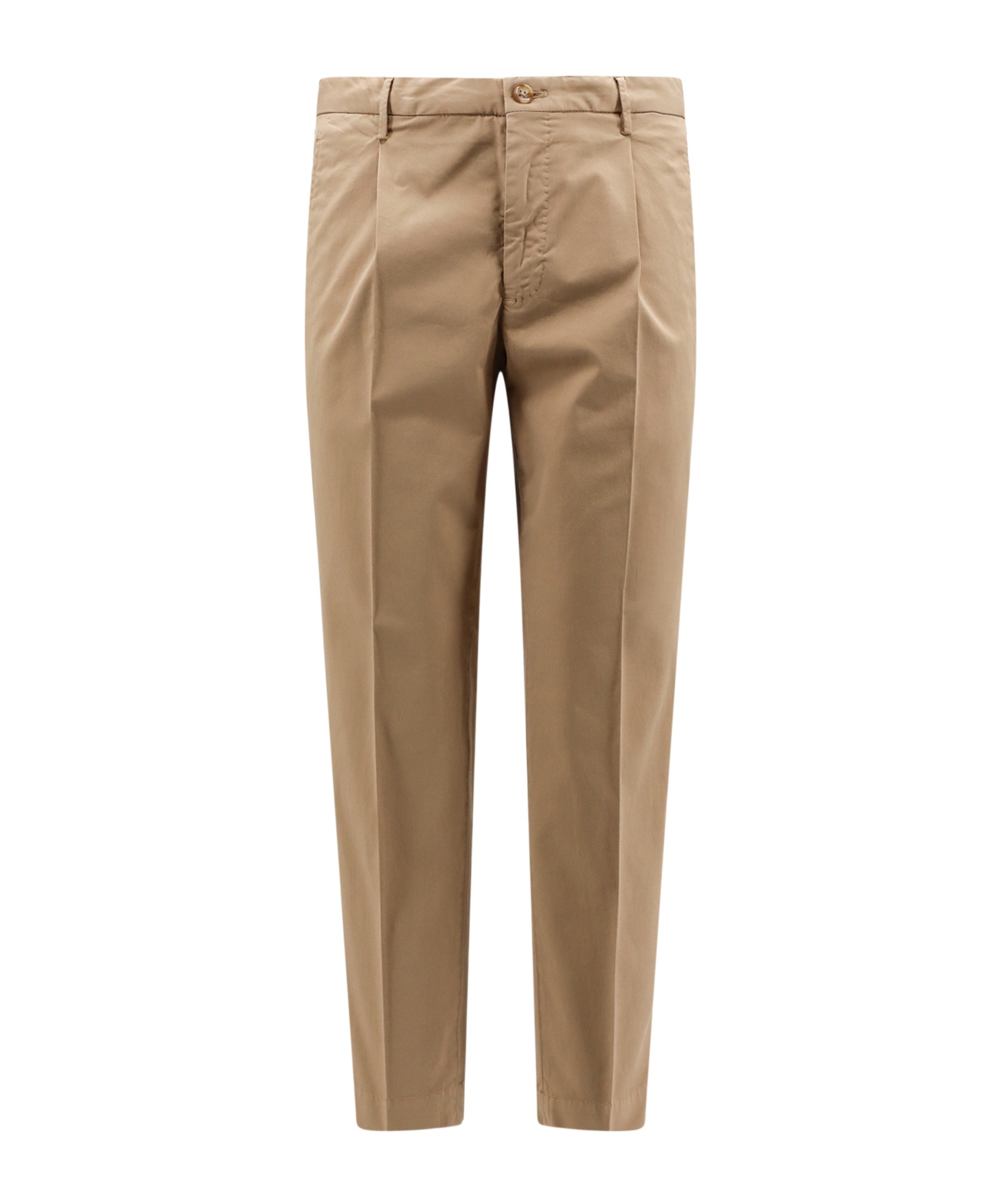 Incotex Stretch-cotton Tapered Trousers In Brown