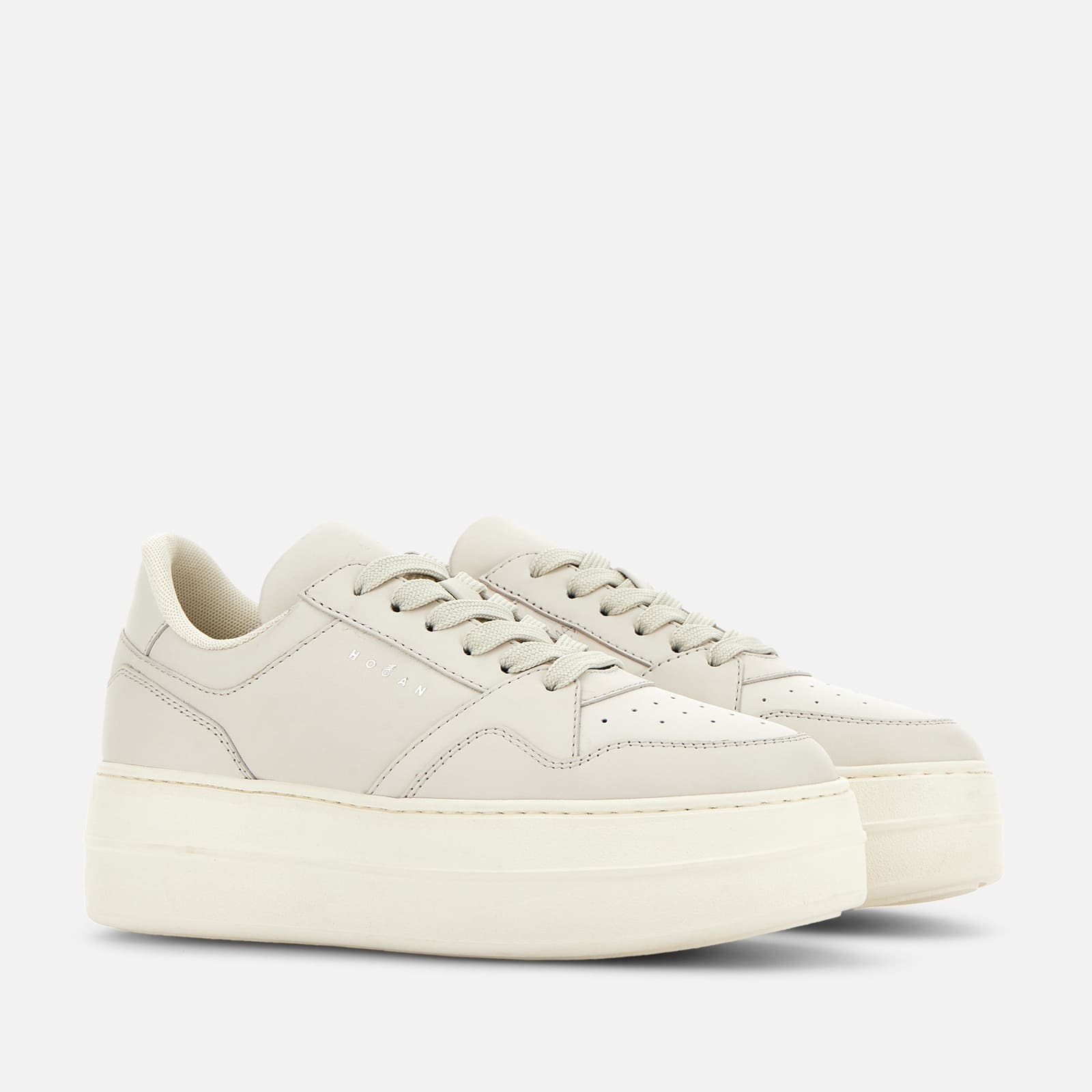 Hogan Calfskin Sneakers With Panel Design And Embossed Tongue In White