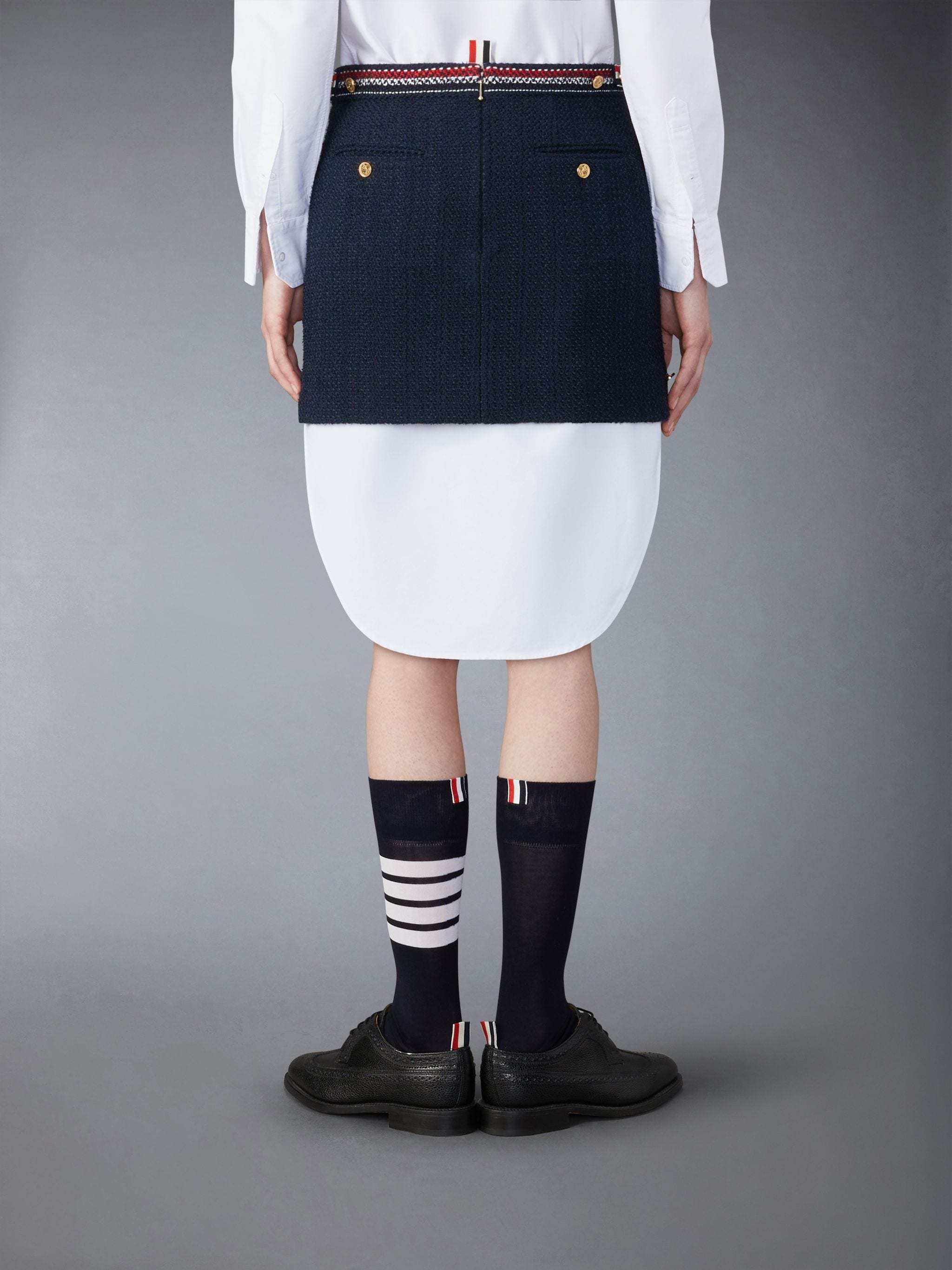 Thom Browne Thigh Length Side Tab Skirt In Black