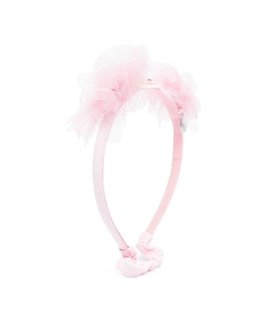 Monnalisa Teddy-patch Tulle-insert Headband In White