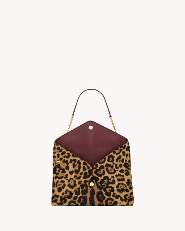 Saint Laurent Cassandre Large Pouch On Chain In Pony Hair Leather In Multi