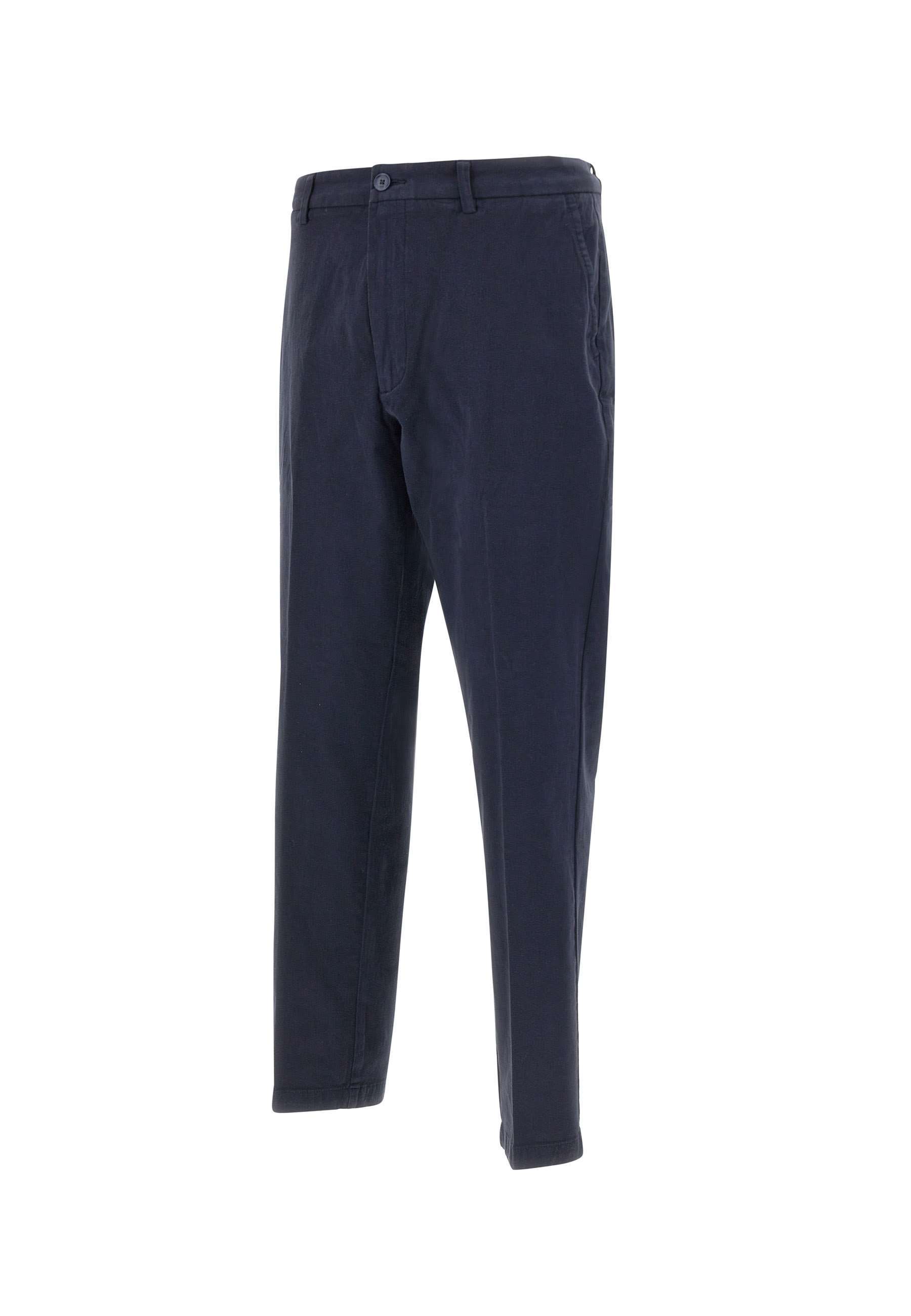 Hugo Boss Cotton-blended Trousers In Blue