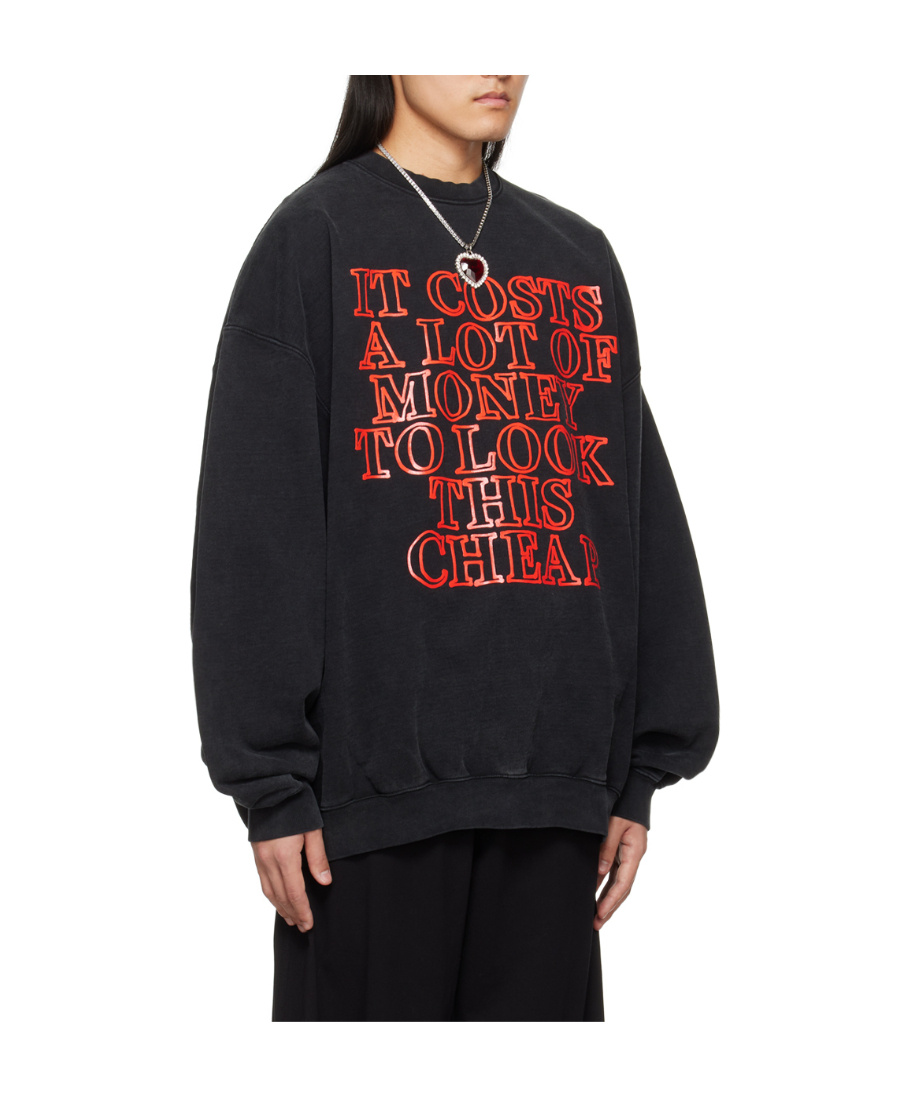Vetements Text Pattern Round Neck Sweater In Black