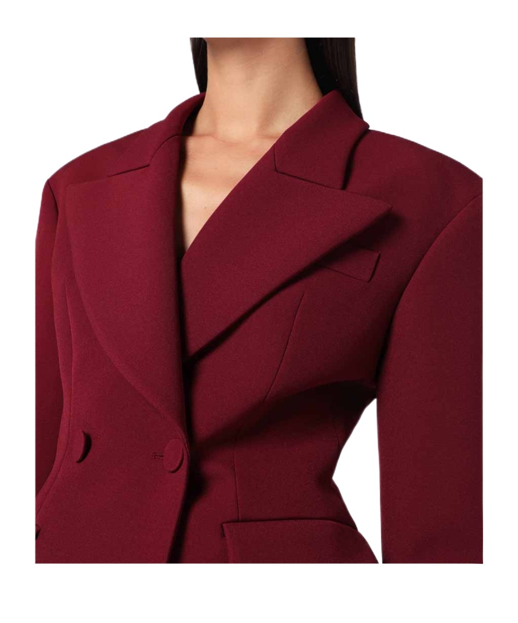 The Andamane Tailored Jacket With Double-breasted Design And Lapels In Burgundy