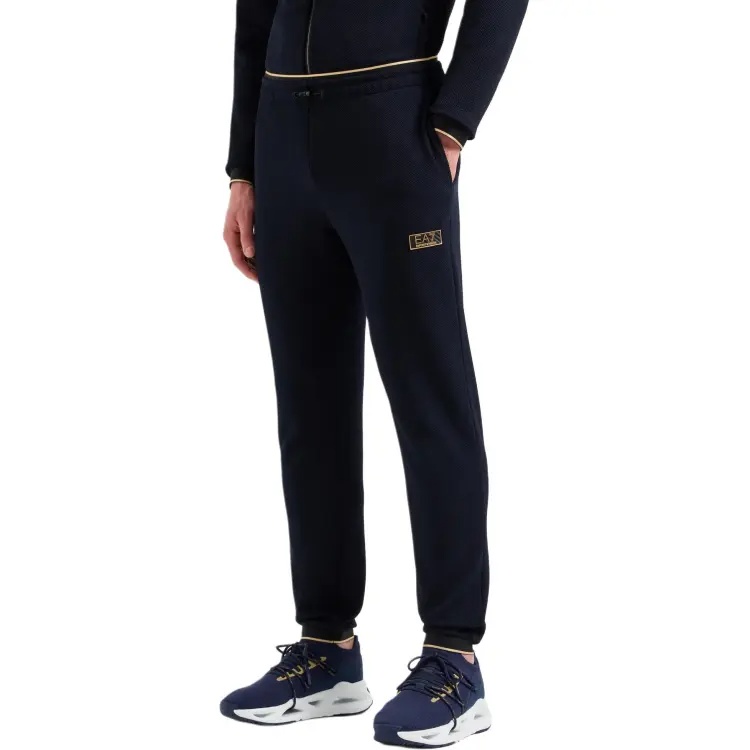 Ea7 Elastic Waist Casual Pants In Black