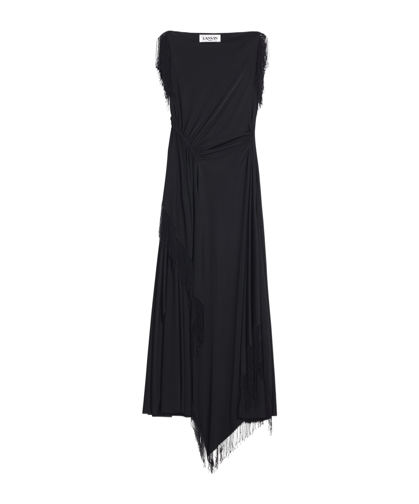 Lanvin Embroidered-detailing Midi Dress In Black