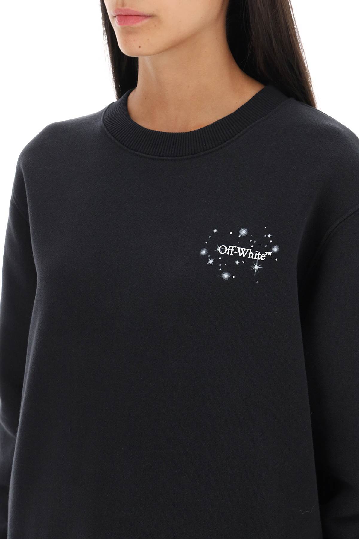 Off-white Bling Stars Arrow Cotton Sweatshirt In Black