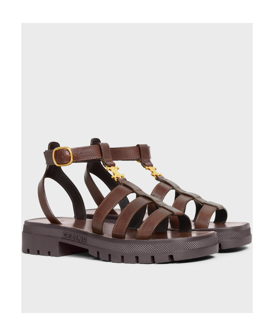 Celine Clea Triomphe Chunky High-heeled Sandals In Black