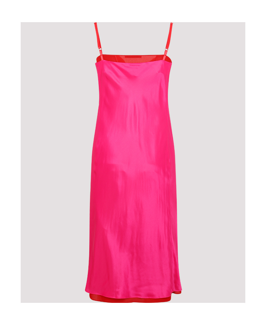 Shop Acne Studios Layered Satin-effect Midi Dress In Pink