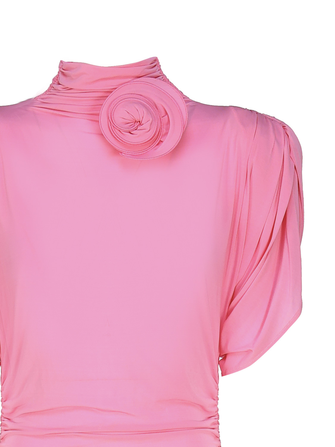Magda Butrym Abito In Maglia Dolcevita Drappeggiato Rosa In Pink