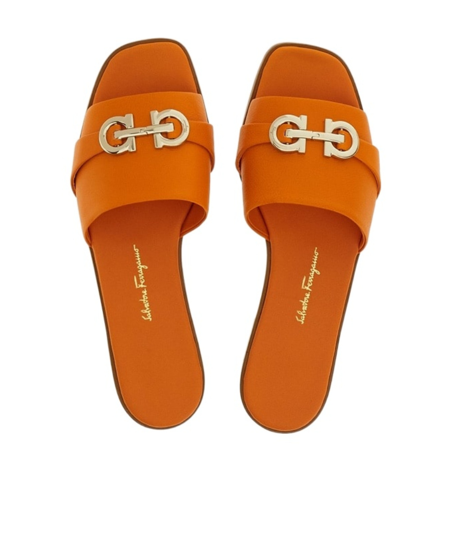 Ferragamo Gancini Slide In Orange