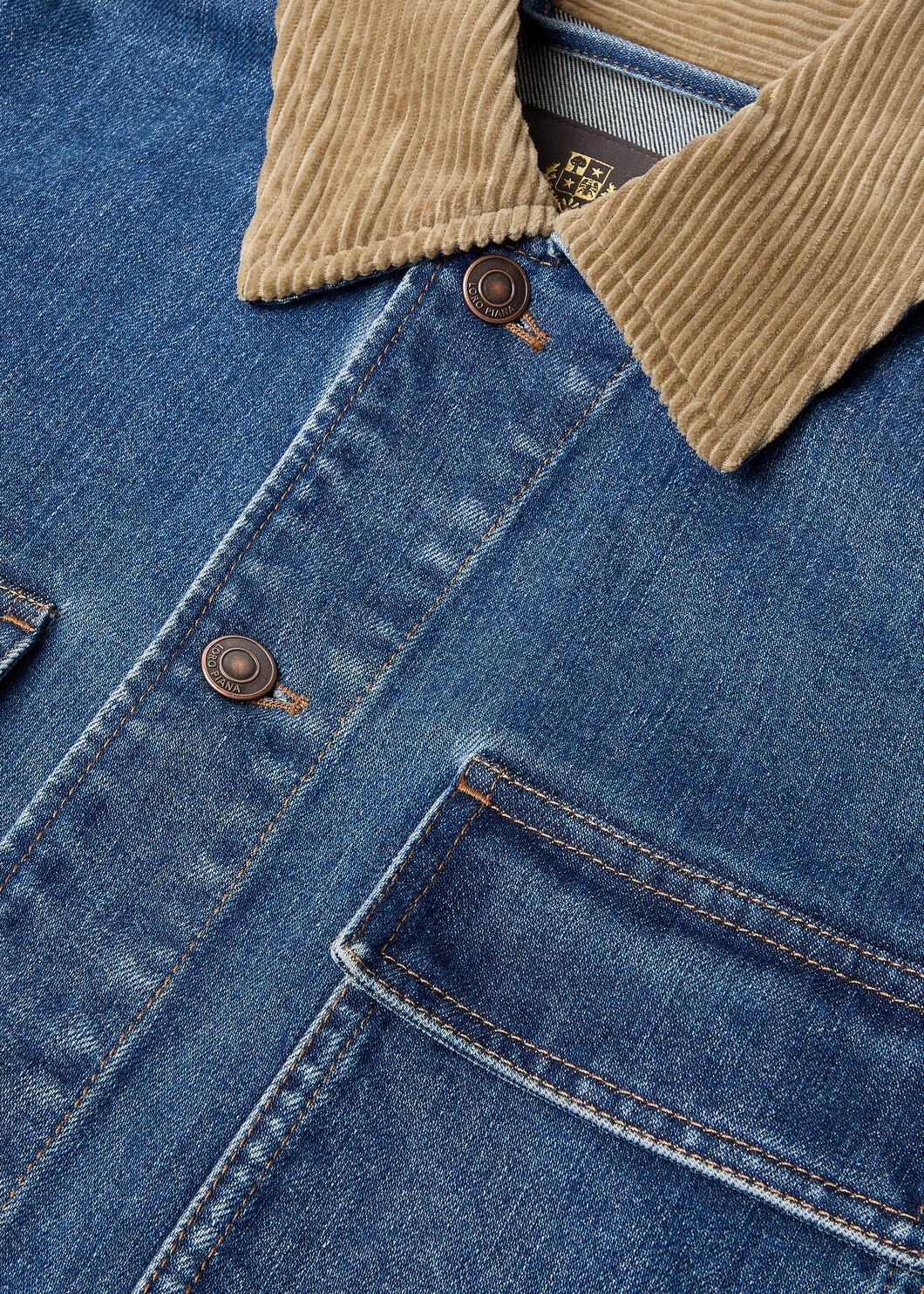 Loro Piana Dean Corduroy-trimmed Denim Jacket In Blue