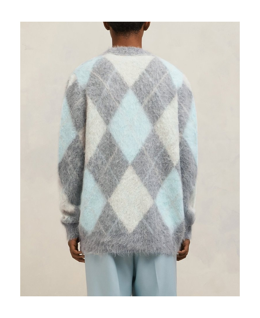 Ami Alexandre Mattiussi Ami Argyle Button-up Long-sleeved Cardigan In Gray