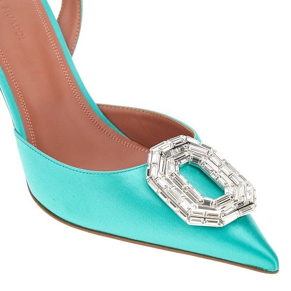 Amina Muaddi Camelia Slingback Pumps In Green
