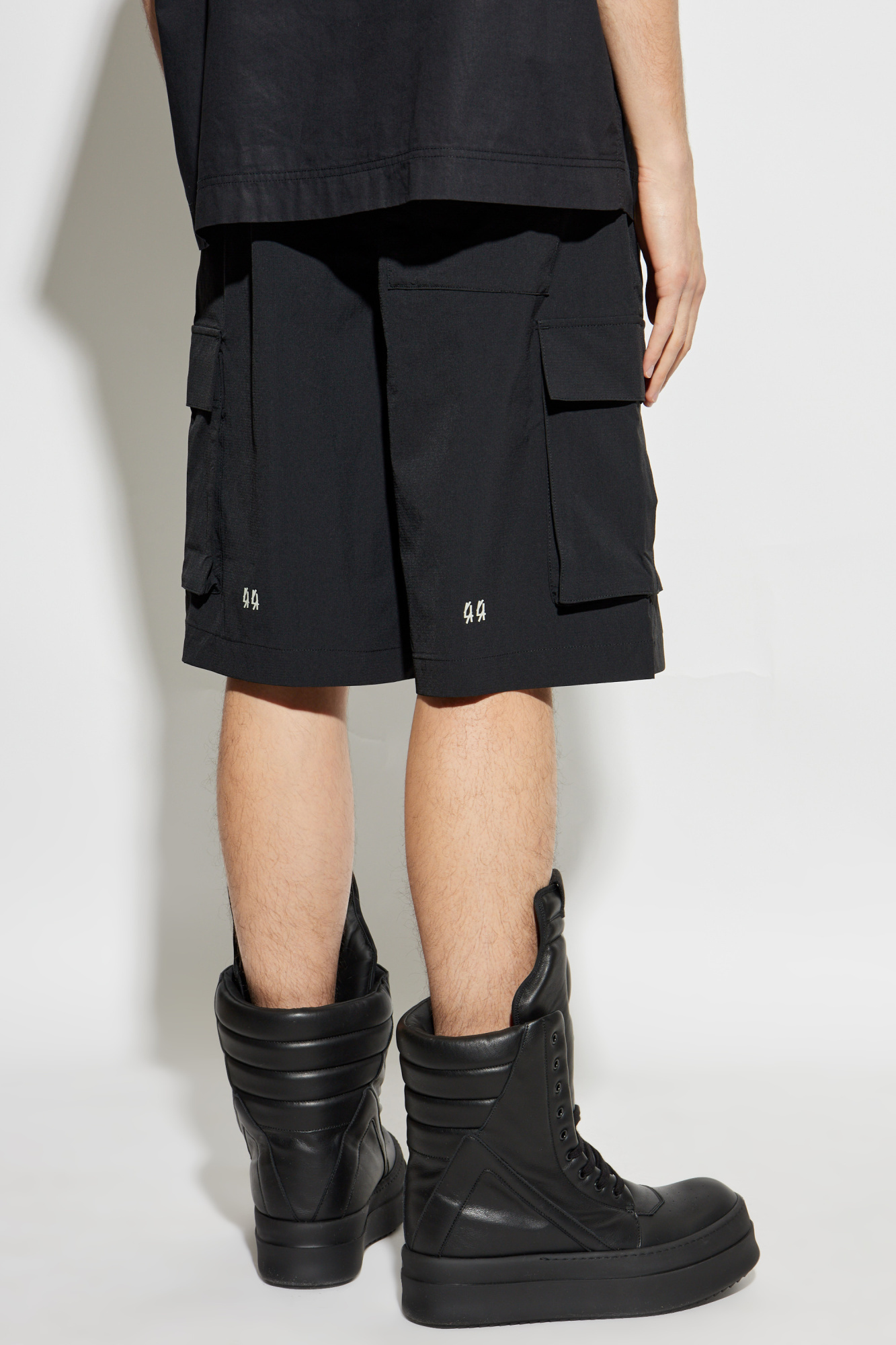 44 Label Group Drawstring Cargo Shorts In Black