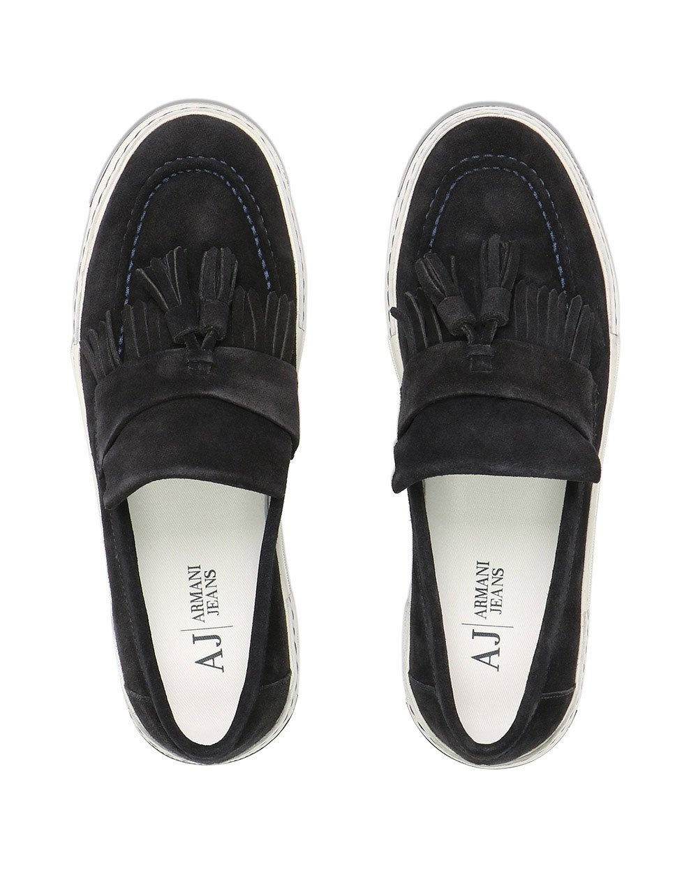 Armani Jeans Wear Flat Shoes With Low Fringed Sleeves In Black