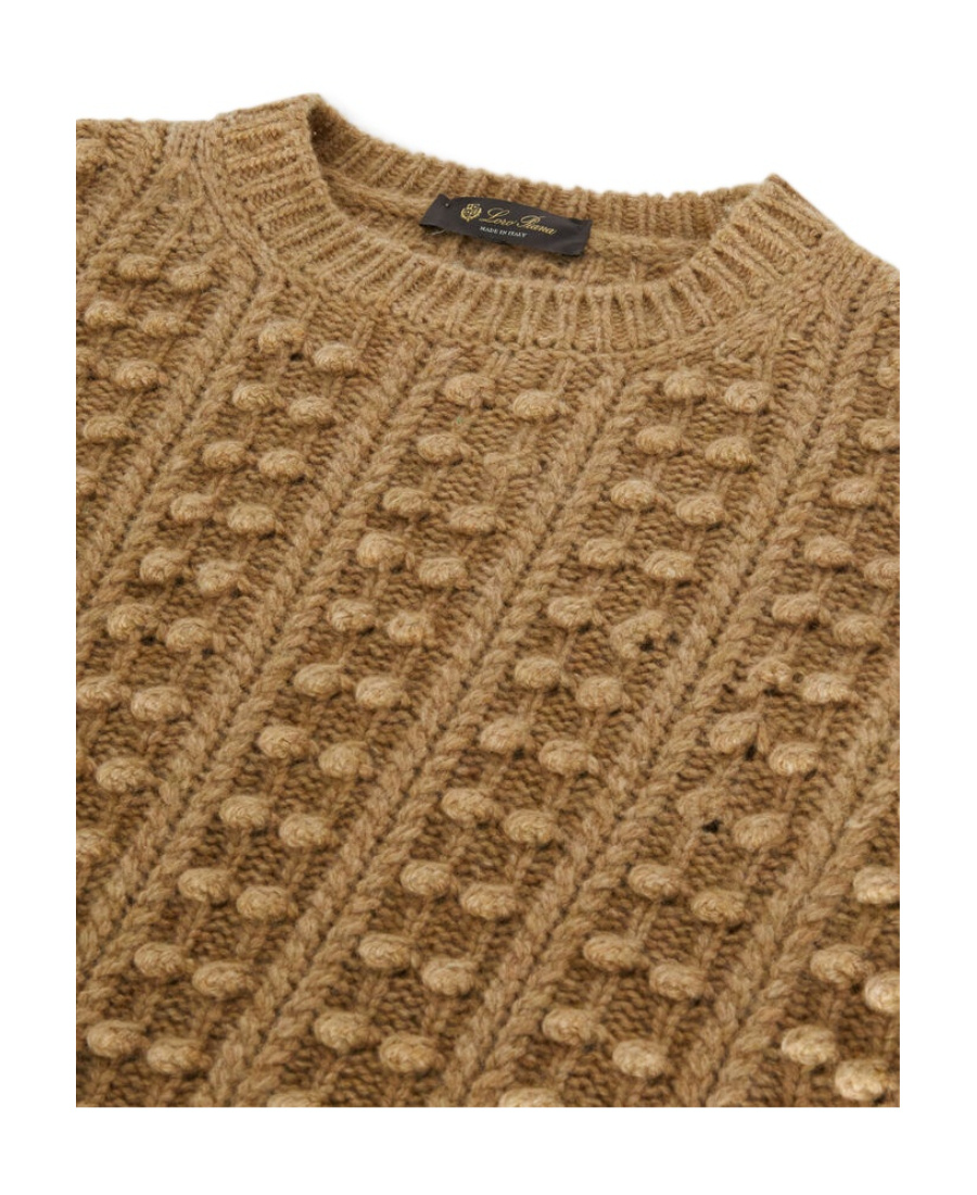 Loro Piana Stud Knitted Crewneck Jumper In Brown
