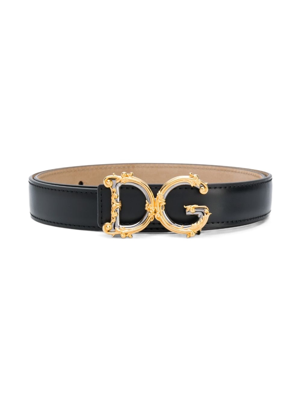 Dolce & Gabbana Baroque Dg Logo Belt In Nude